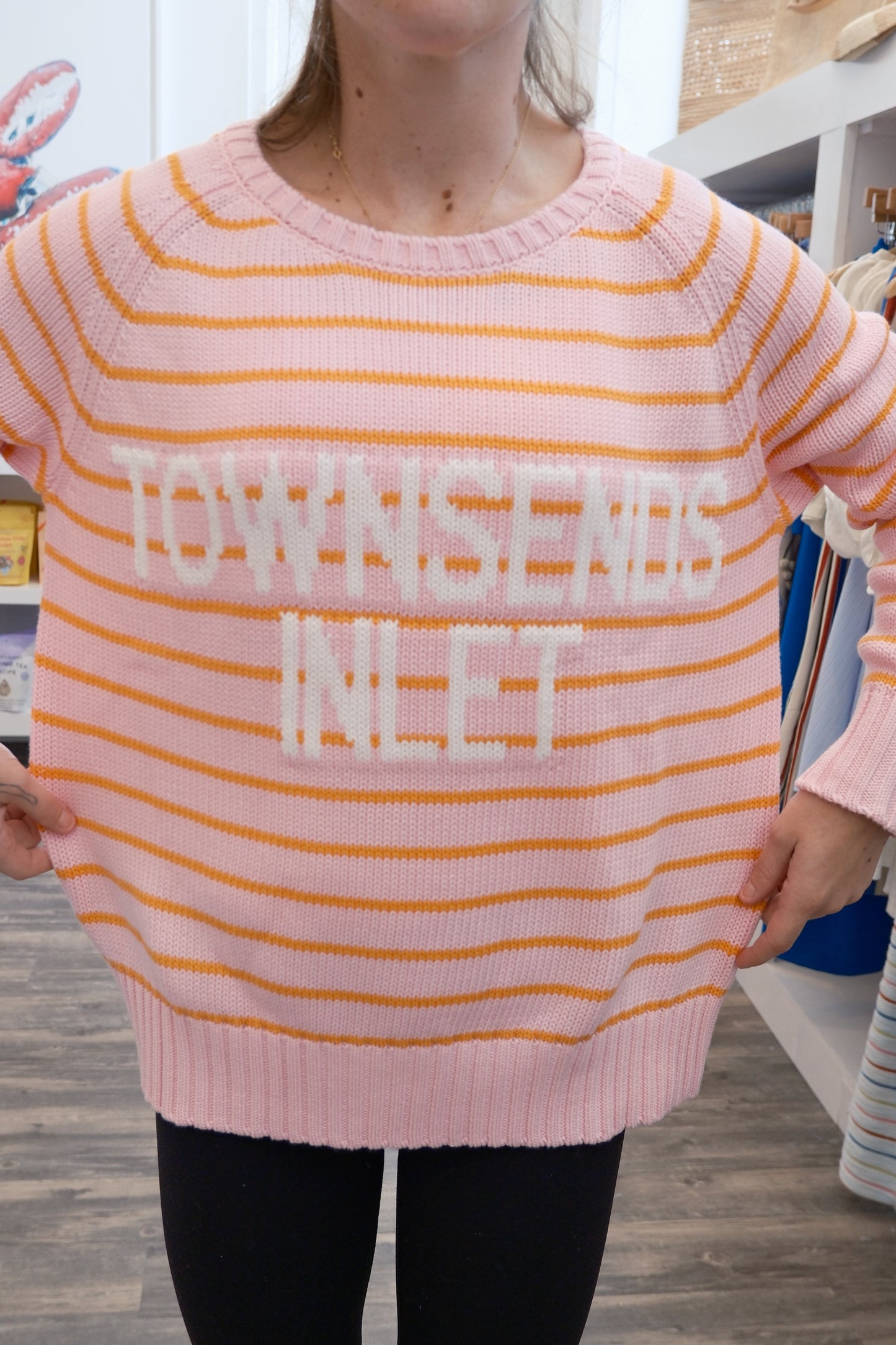 TOWNSENDS INLET SWEATER- PINK STRIPE