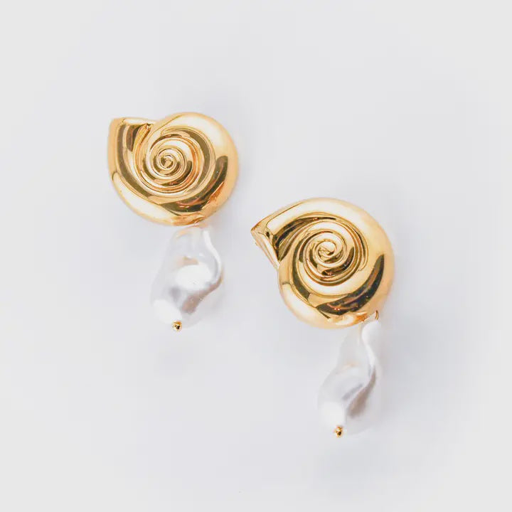 Swirl Pearl Drop Earrings