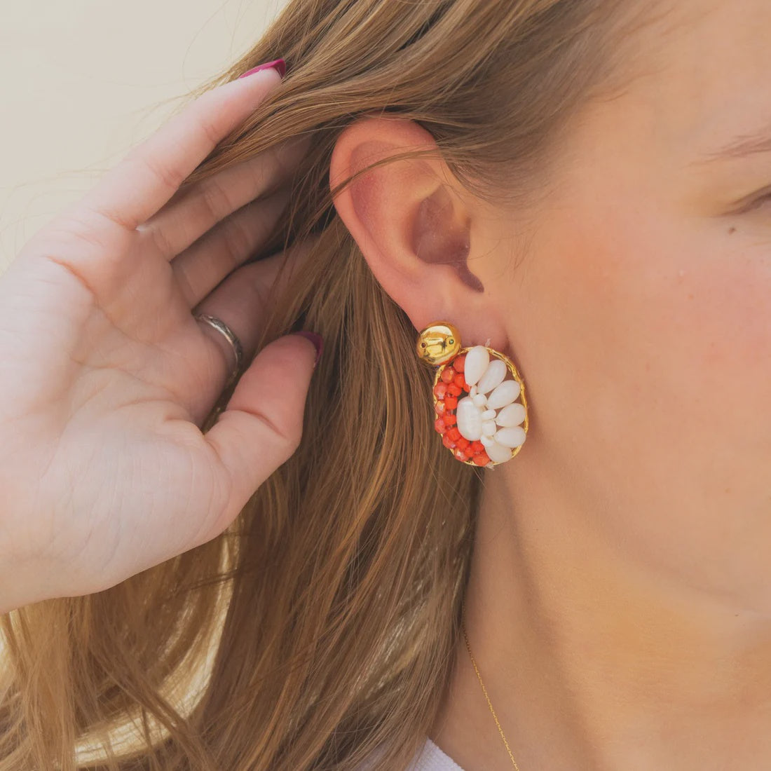 CORAL REEF BEADED EARRINGS