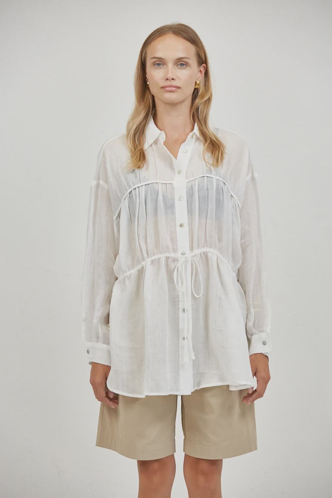 Tropez shirred peplum shirt