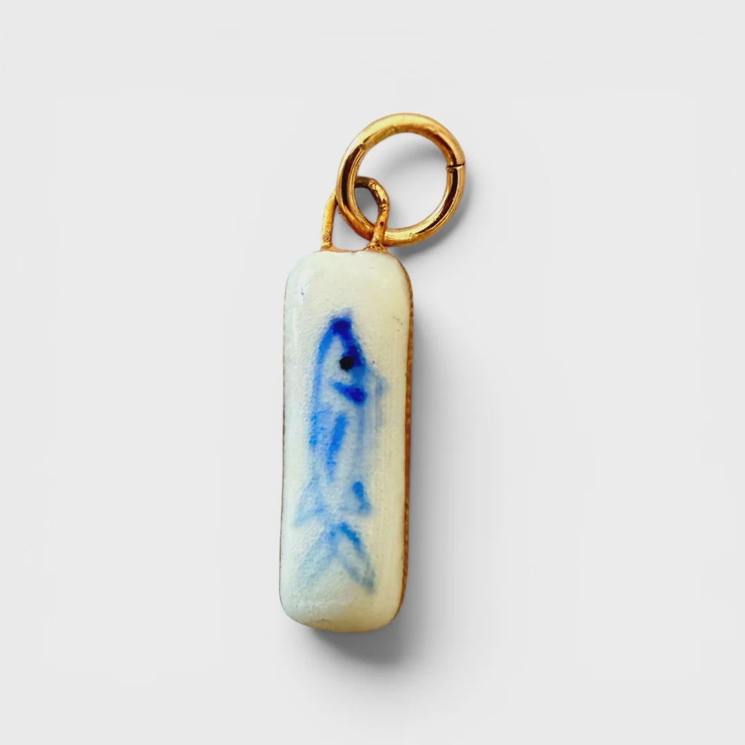 Lucky Blue Fish Charm (White background)