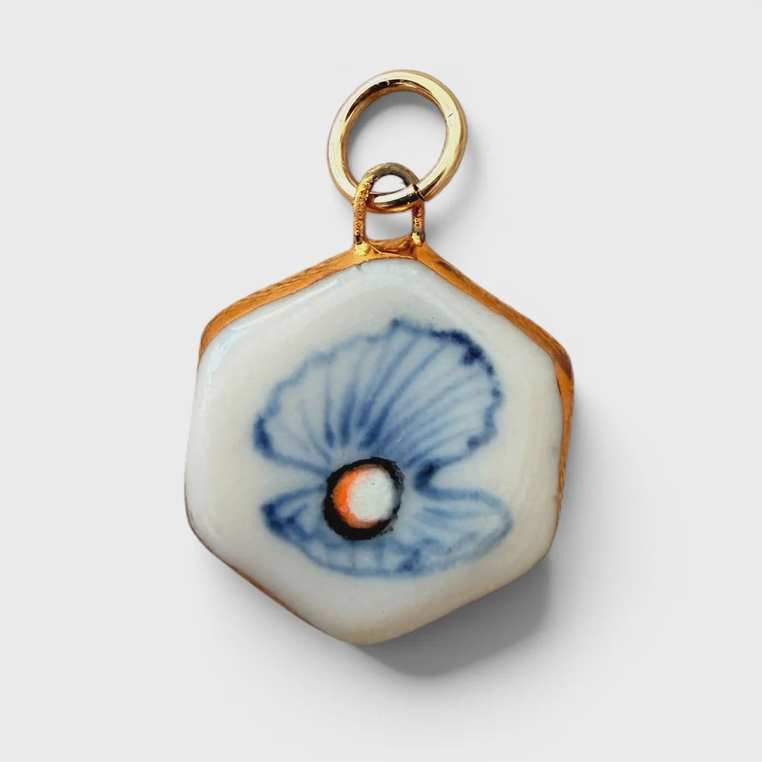 Oyster Shell with Pearl Charm