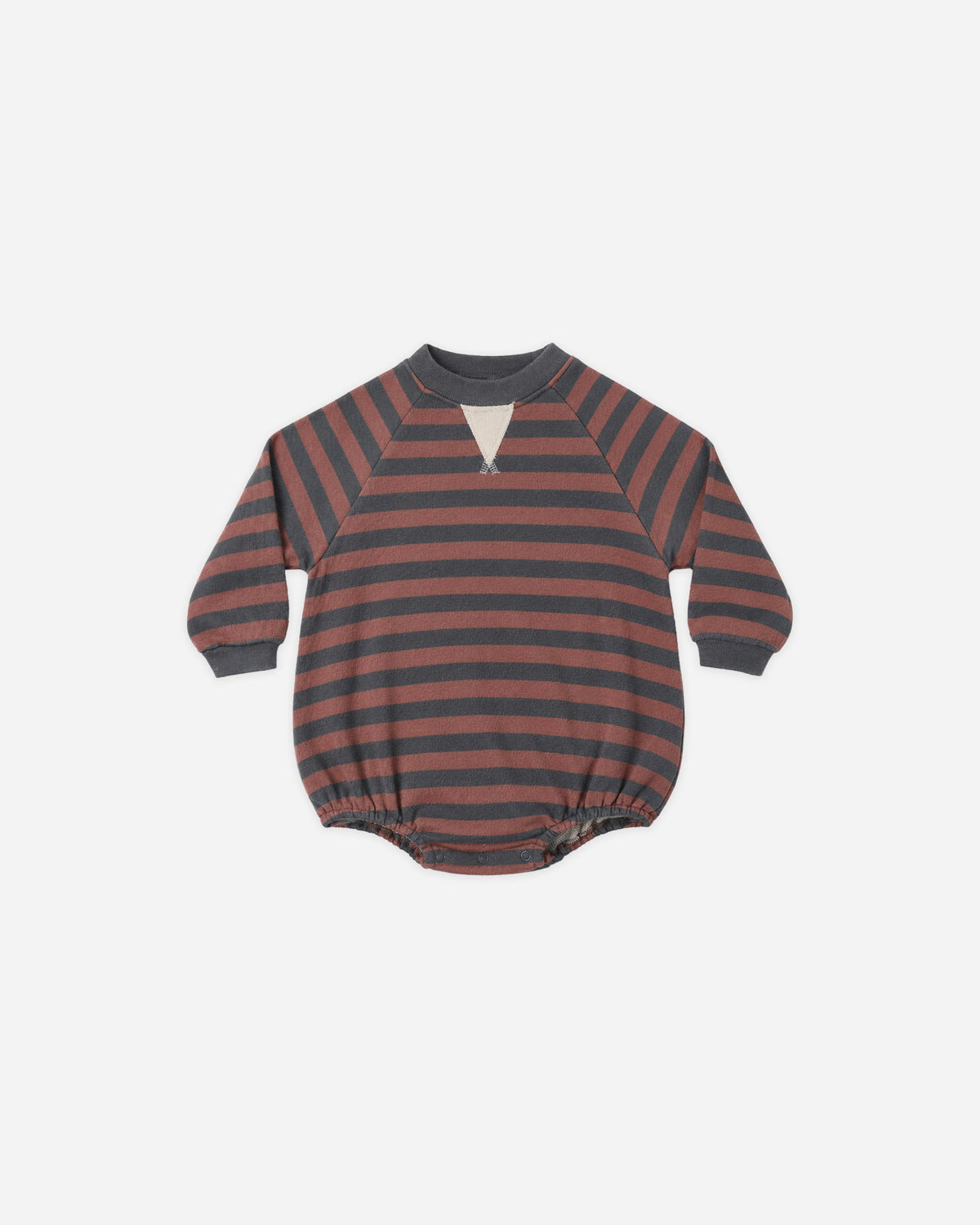 CREW NECK ROMPER MULBERRY STRIPE