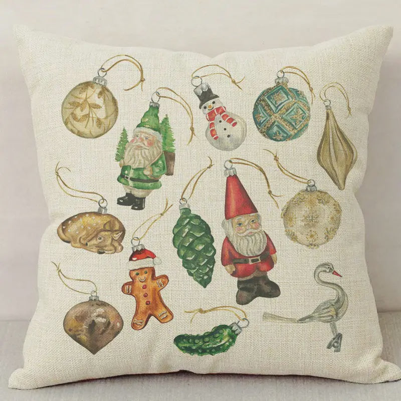 Vintage Christmas Ornament Pillow