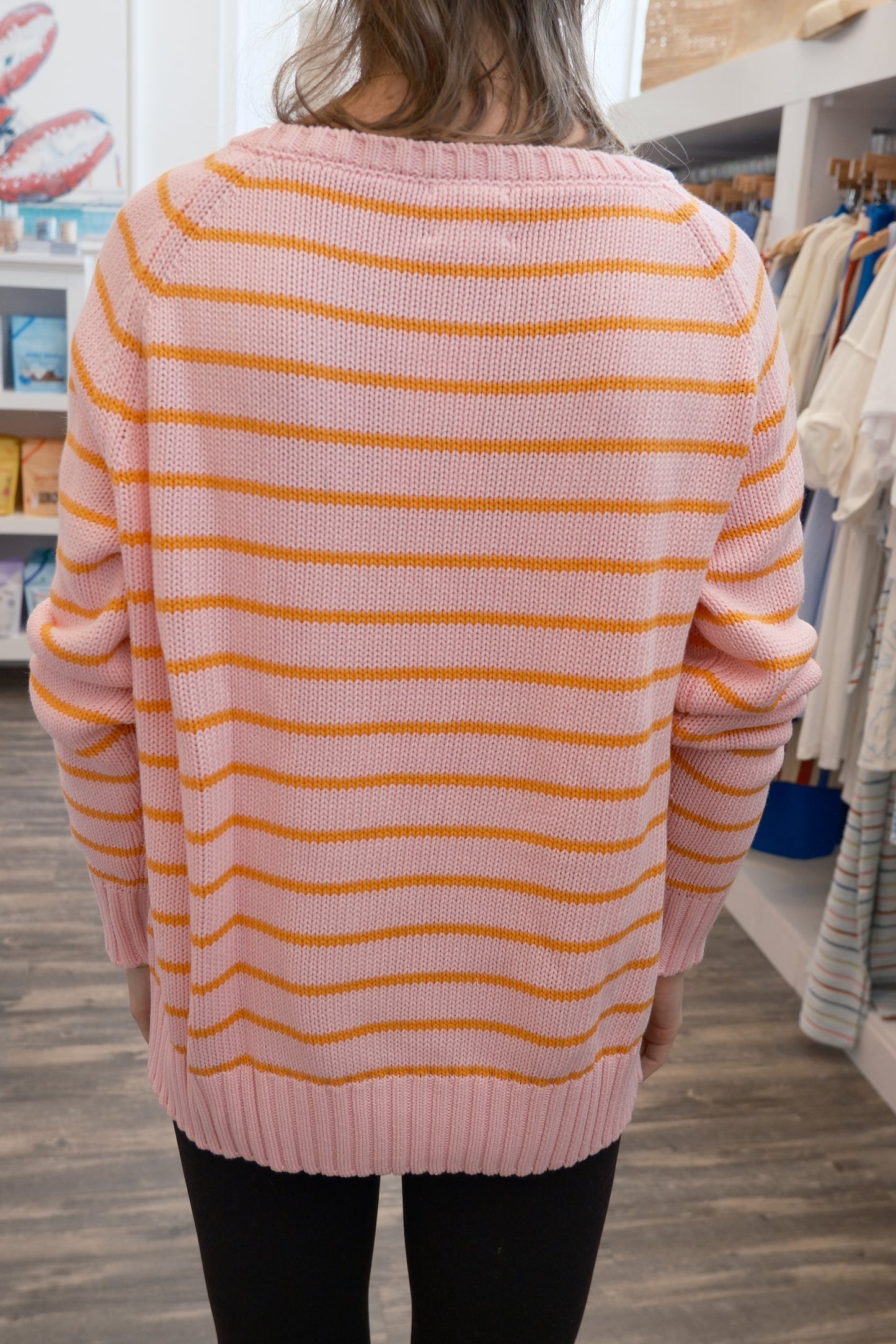 TOWNSENDS INLET SWEATER- PINK STRIPE