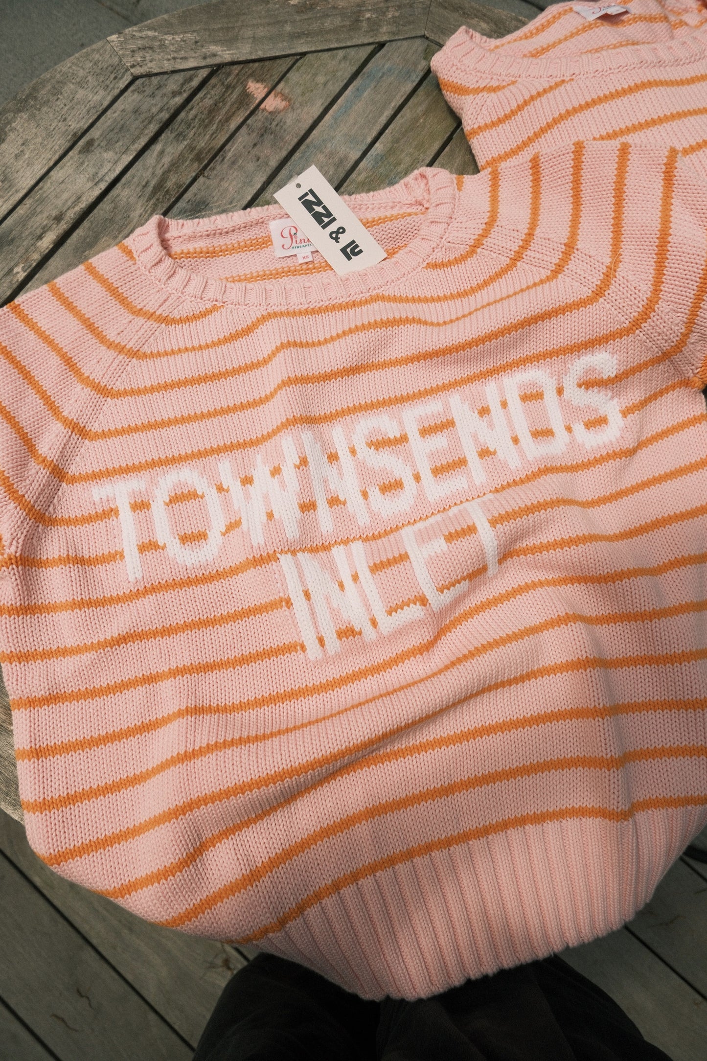 TOWNSENDS INLET SWEATER- PINK STRIPE