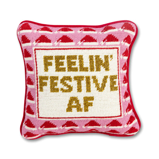 FEELIN' FESTIVE AF NEEDLEPOINT PILLOW