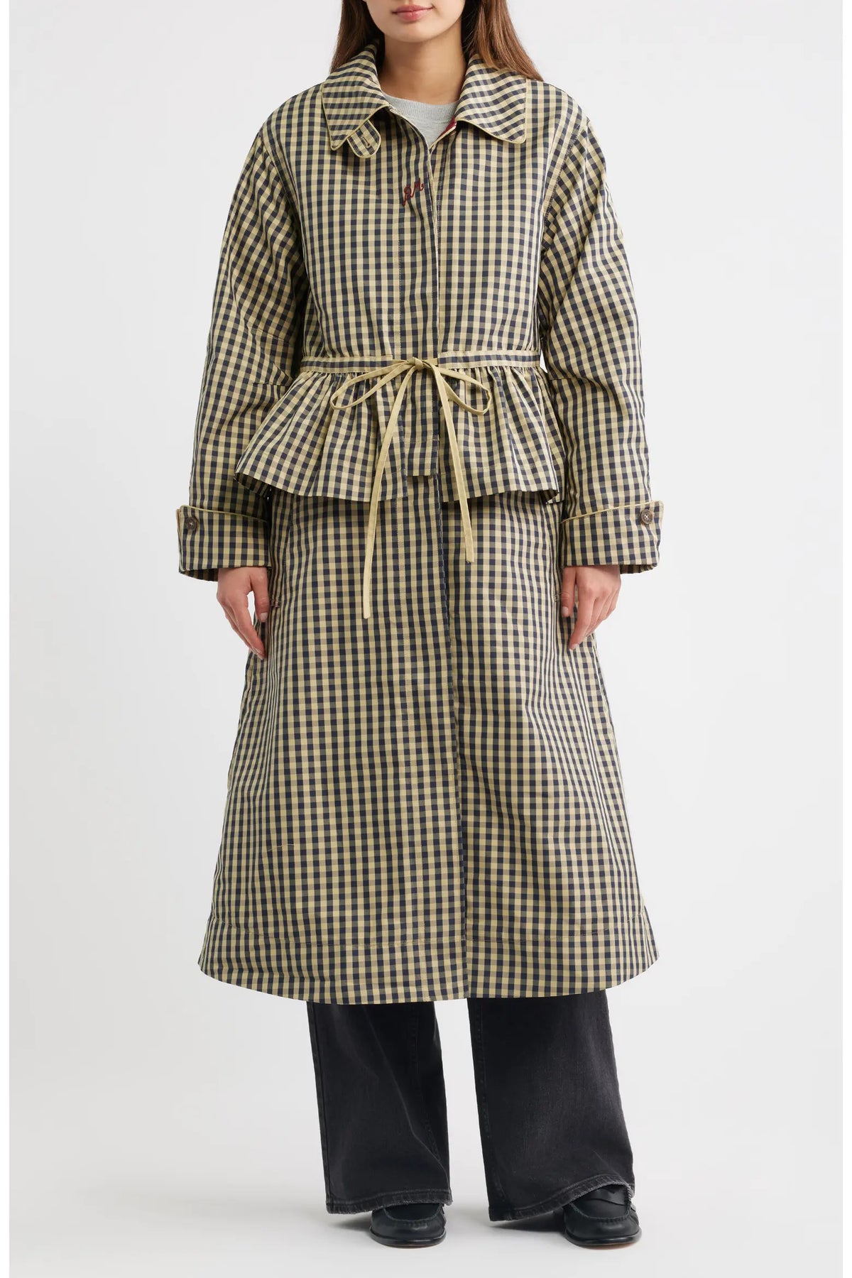 MYRTLE TRENCH COAT- NAVY GINGHAM