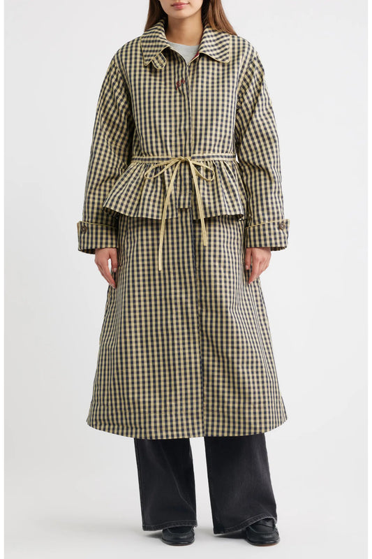 MYRTLE TRENCH COAT- NAVY GINGHAM