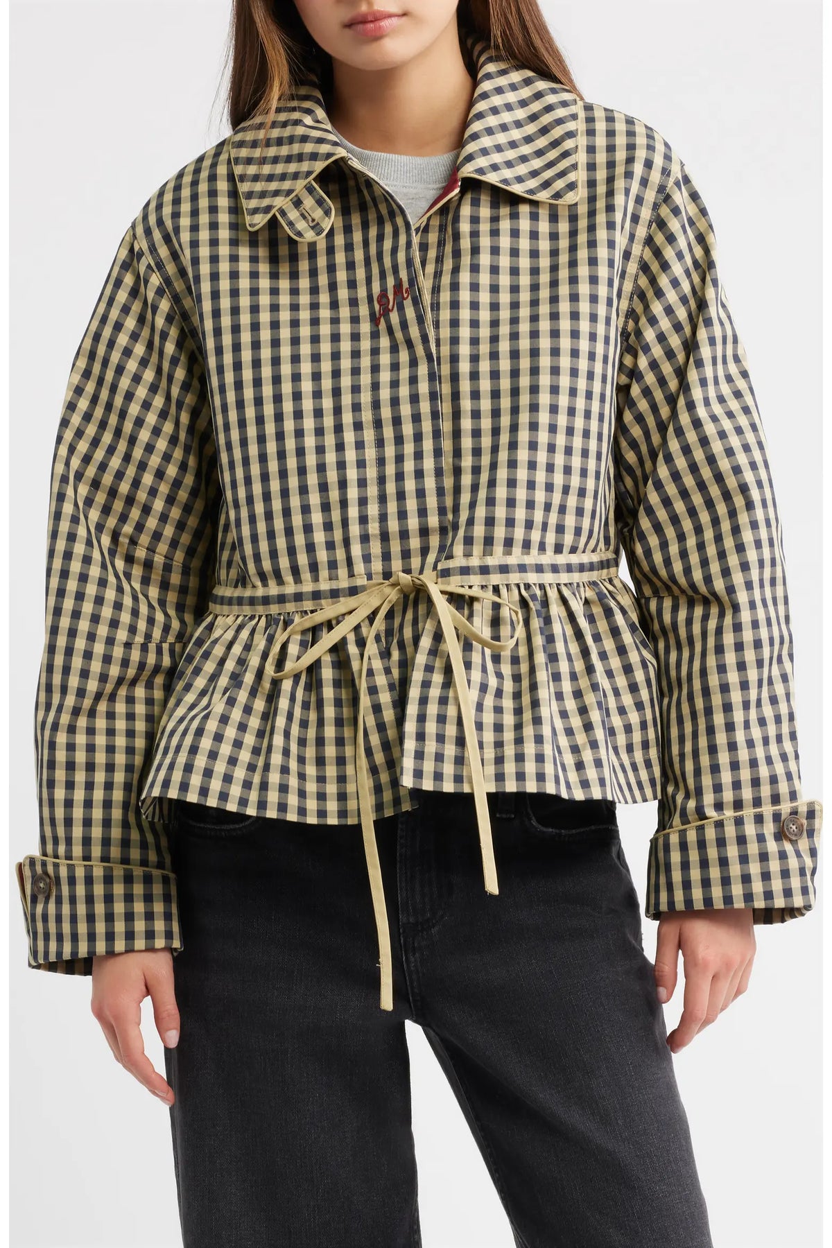 MYRTLE TRENCH COAT- NAVY GINGHAM