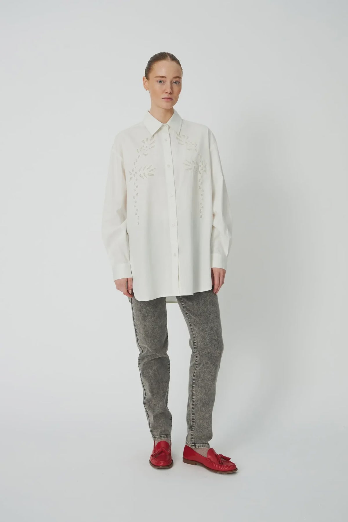 LOOSE SHIRT WITH EMBROIDERY ANGLAISE