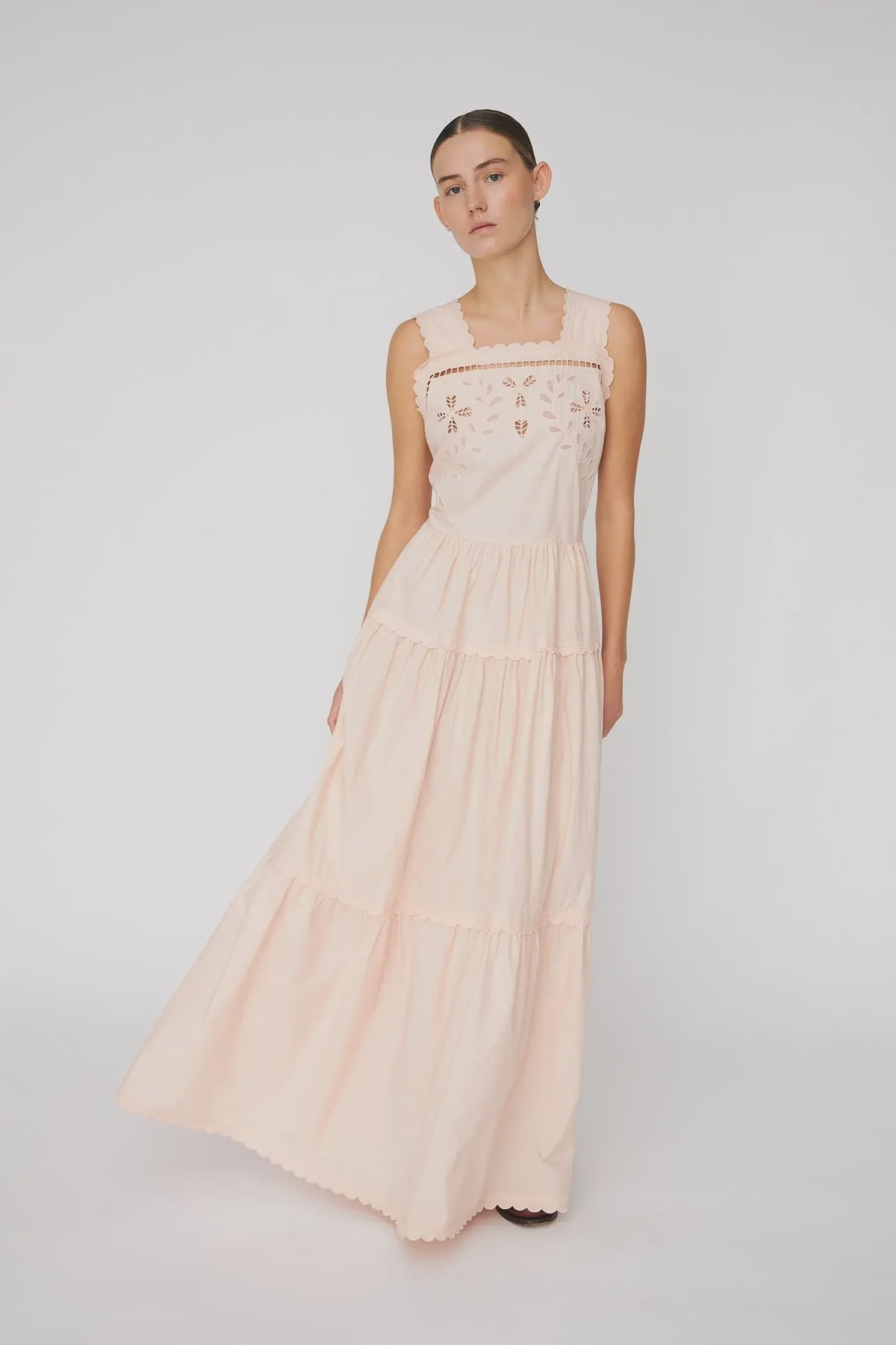 EMBROIDERY ANGLAISE MAXI STRAP DRESS