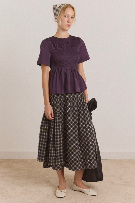 EMMY SHIRRED TOP- PLUM