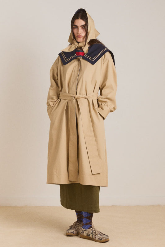 ELLA TRENCH - NAVY TAN