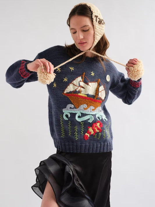 EROS KNIT SWEATER HAND EMBROIDERED