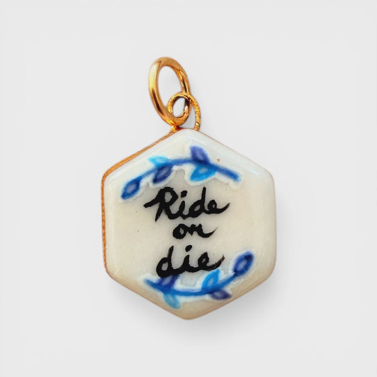 Ride or Die Black & Blue Hexagon Charm