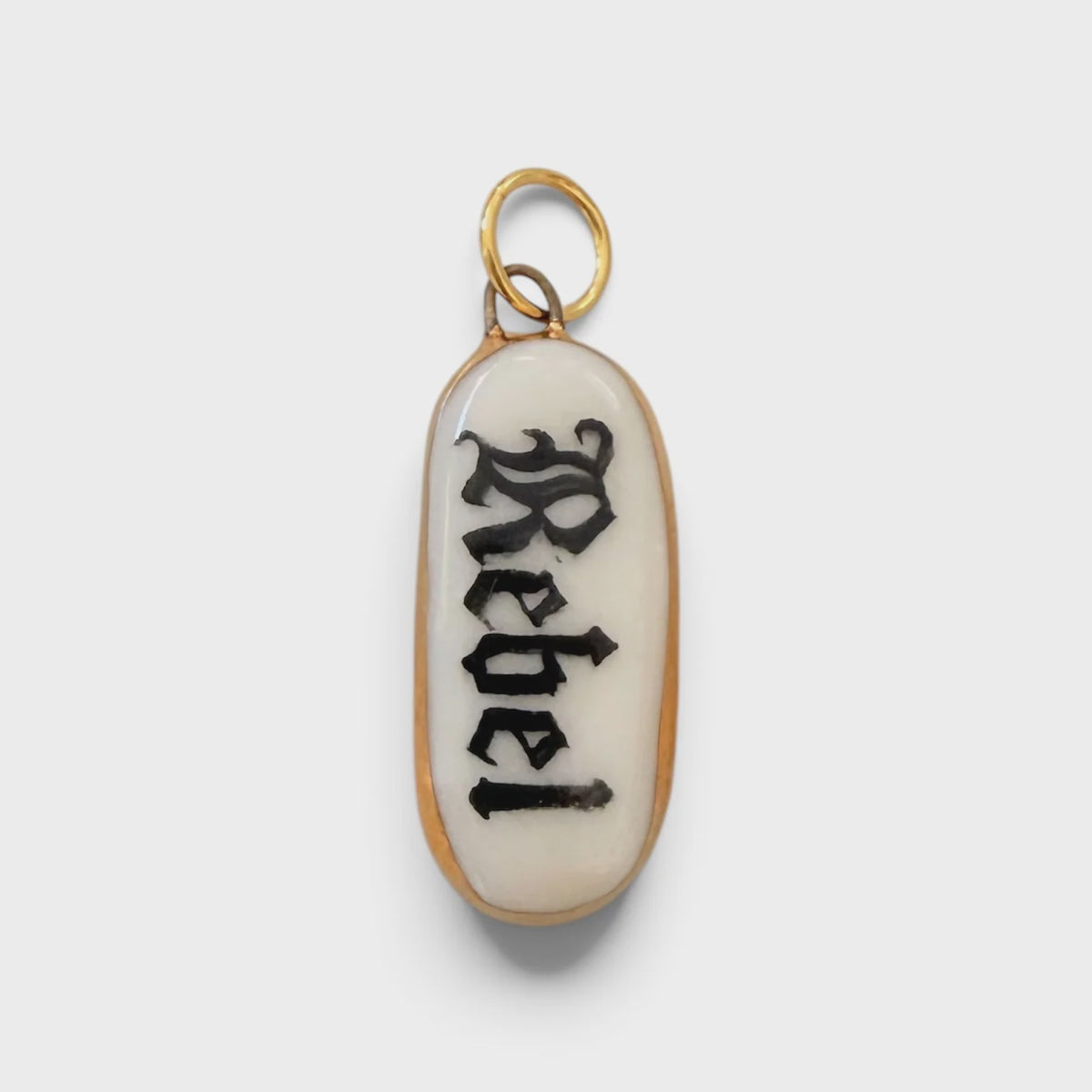Rebel - Old English Bar Charm (black)