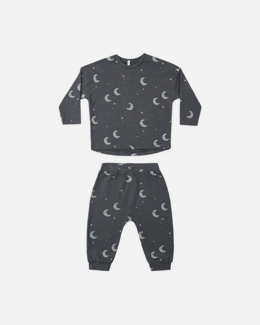 LONG SLEEVE TEE + PANTS SET MOONS