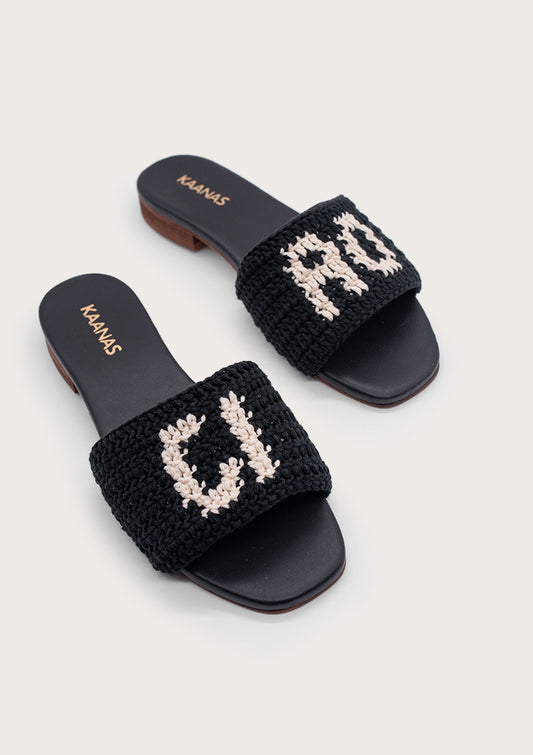 serin ciao handwoven crochet slip-on sandal