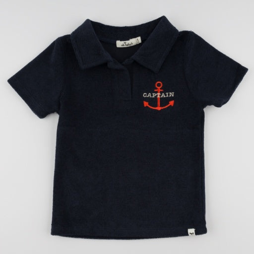 "CAPTAIN" W/ ANCHOR EMBROIDERY SPENCER POLO