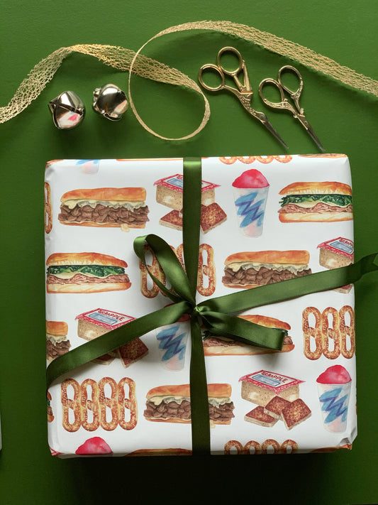 5 SHEETS of Philly Phood Wrapping Paper