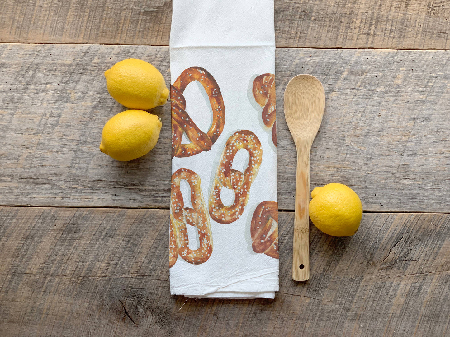 Watercolor Pretzel Mix Flour Sack Towel